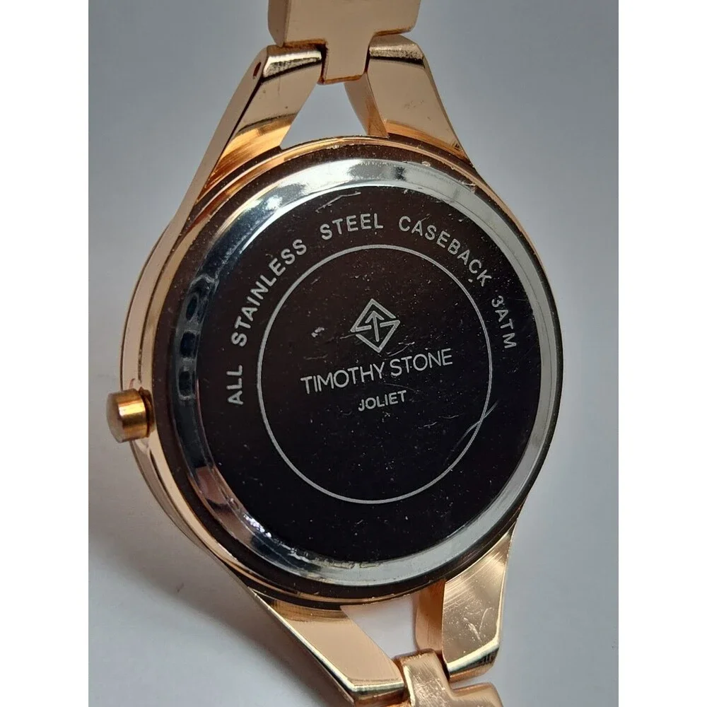 Timothy Stone Joliet Womens Rose Gold Swarovski Crystal Quartz Watch New Battery